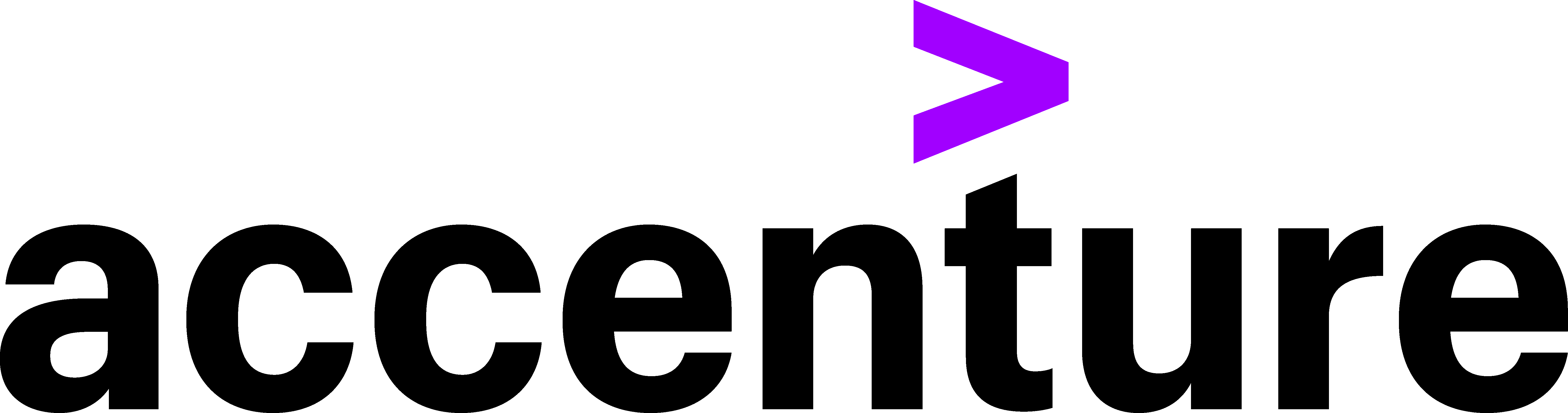Accenture logo in black and purple.